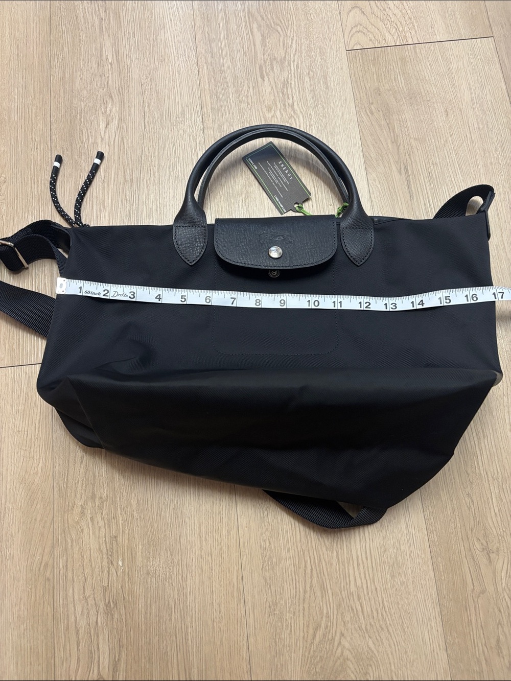 Longchamp new with tag Black Le Pliage Nylon Tote with Shoulder Strap - Picture 3 of 12